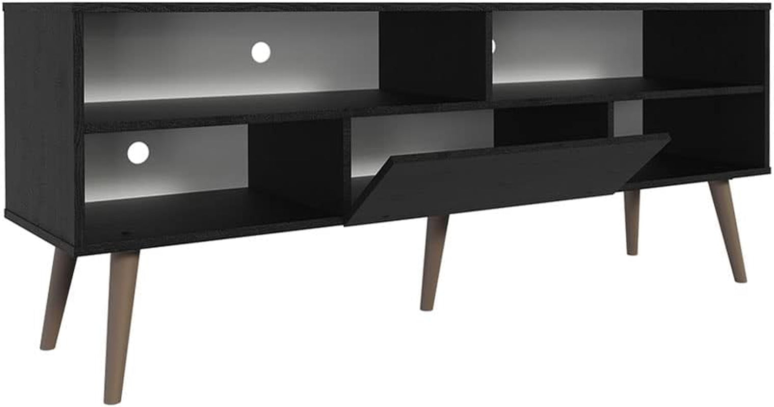 Modern TV Stand with 1 Door and 4 Shelves with Cable Management for Peach Maple