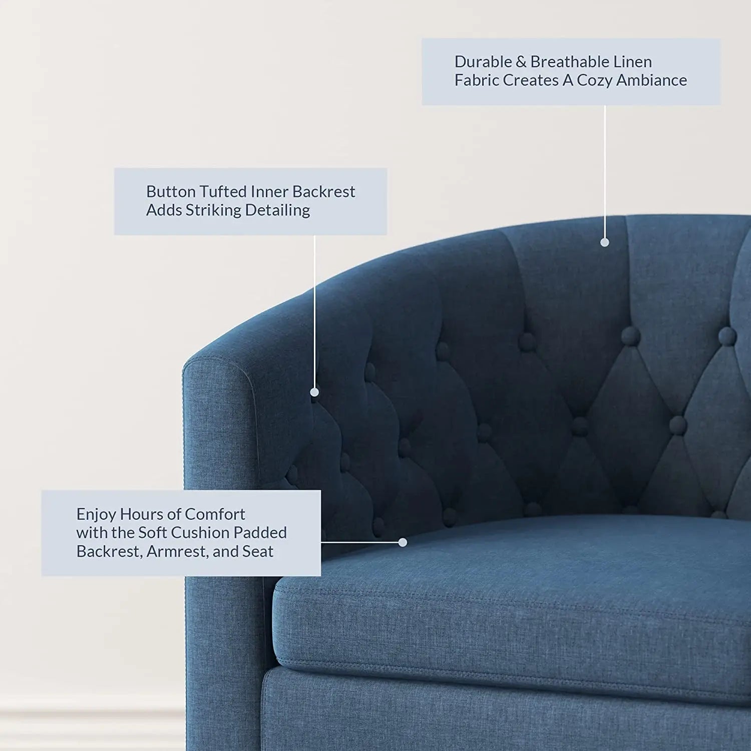 Elegant Navy Blue Accent Chair for Living Room Peach Maple
