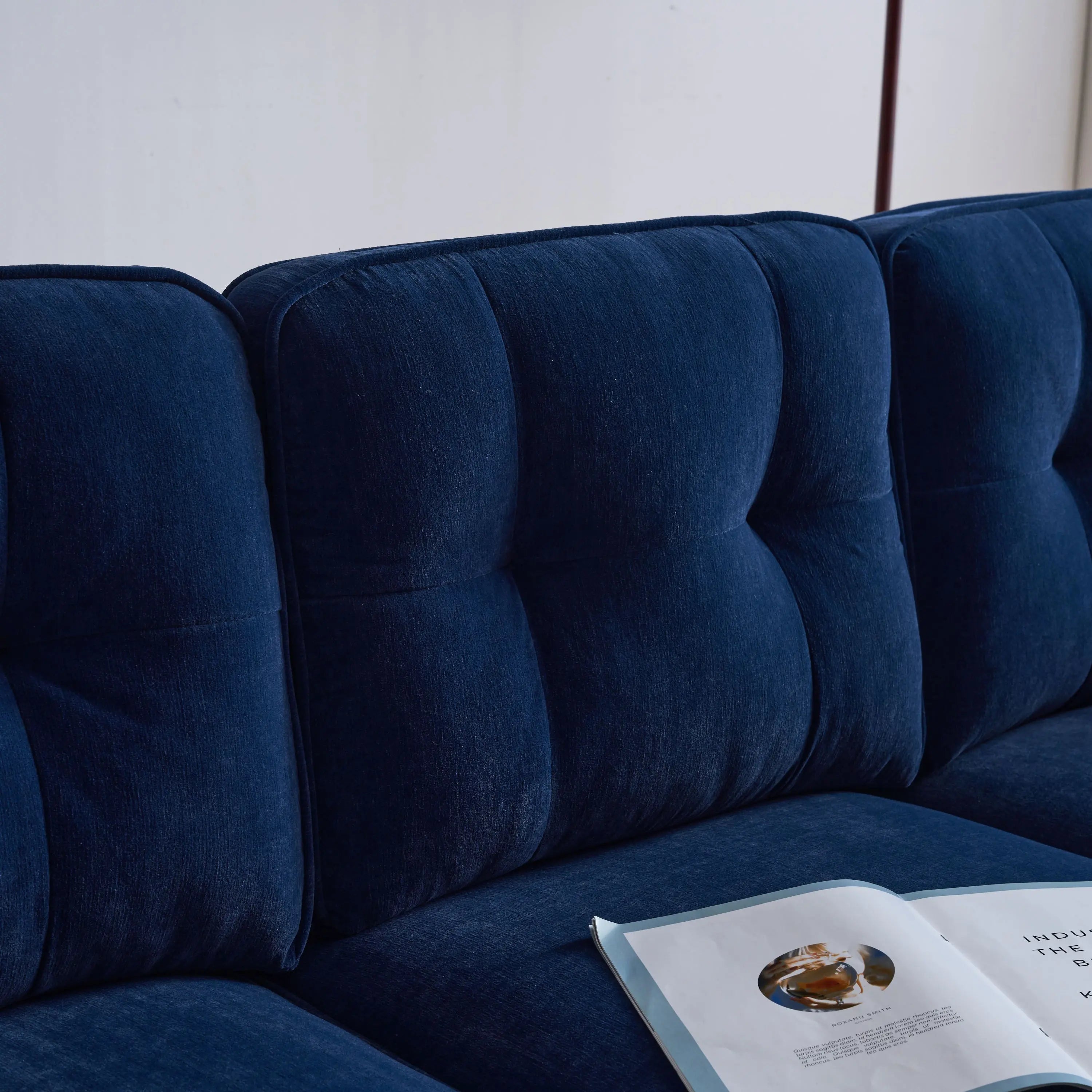 82.6' Modern Sectional Sofas Couches Velvet L Shaped Couches for Sangria Beech