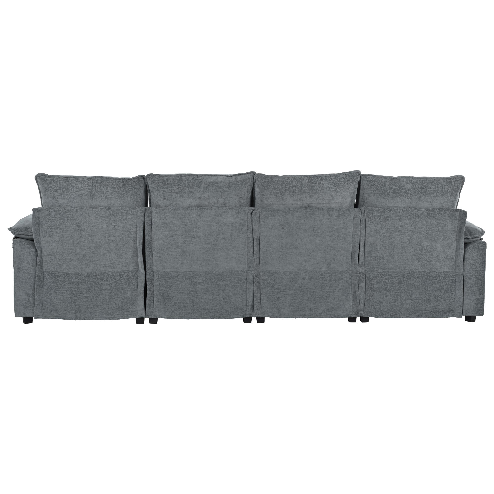 U-Shaped Chenille Sectional Sofa with Adjustable Armrest Pillows -