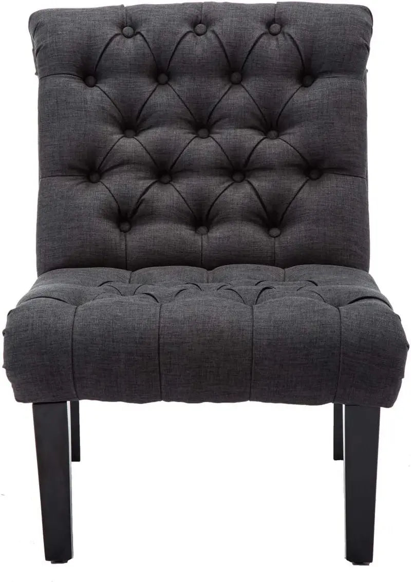 Gray Armless Accent Chair with Wood Legs Peach Maple