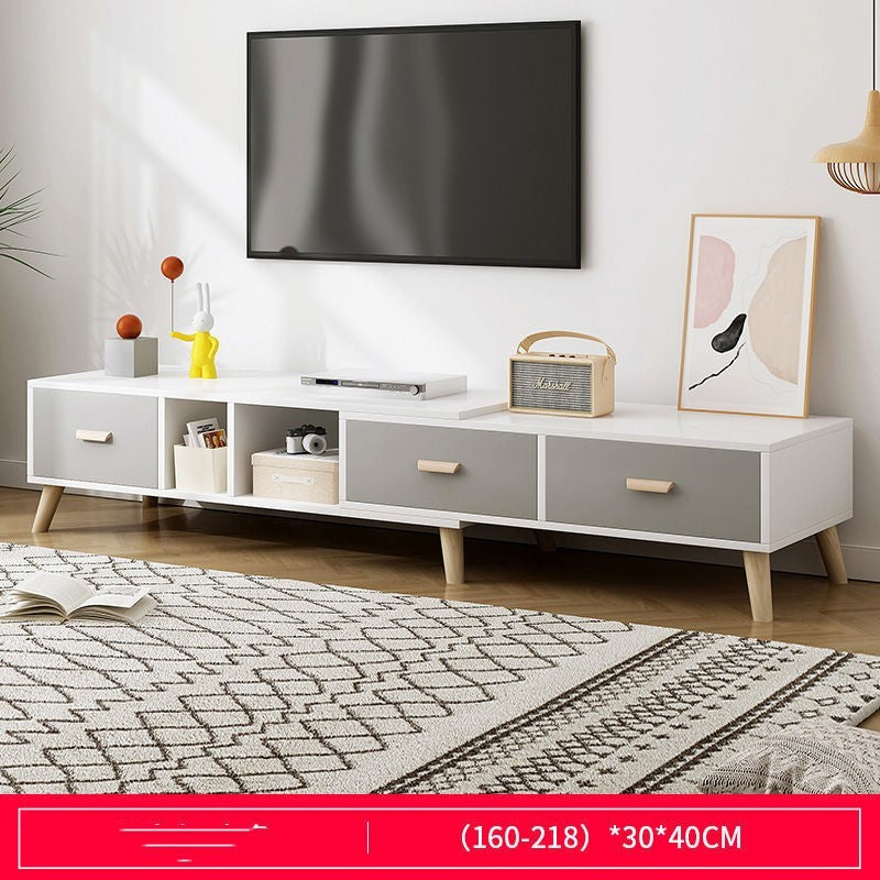 TV Cabinet Small Apartment Living Room Combination Retractable TV Cabinet Peach Maple