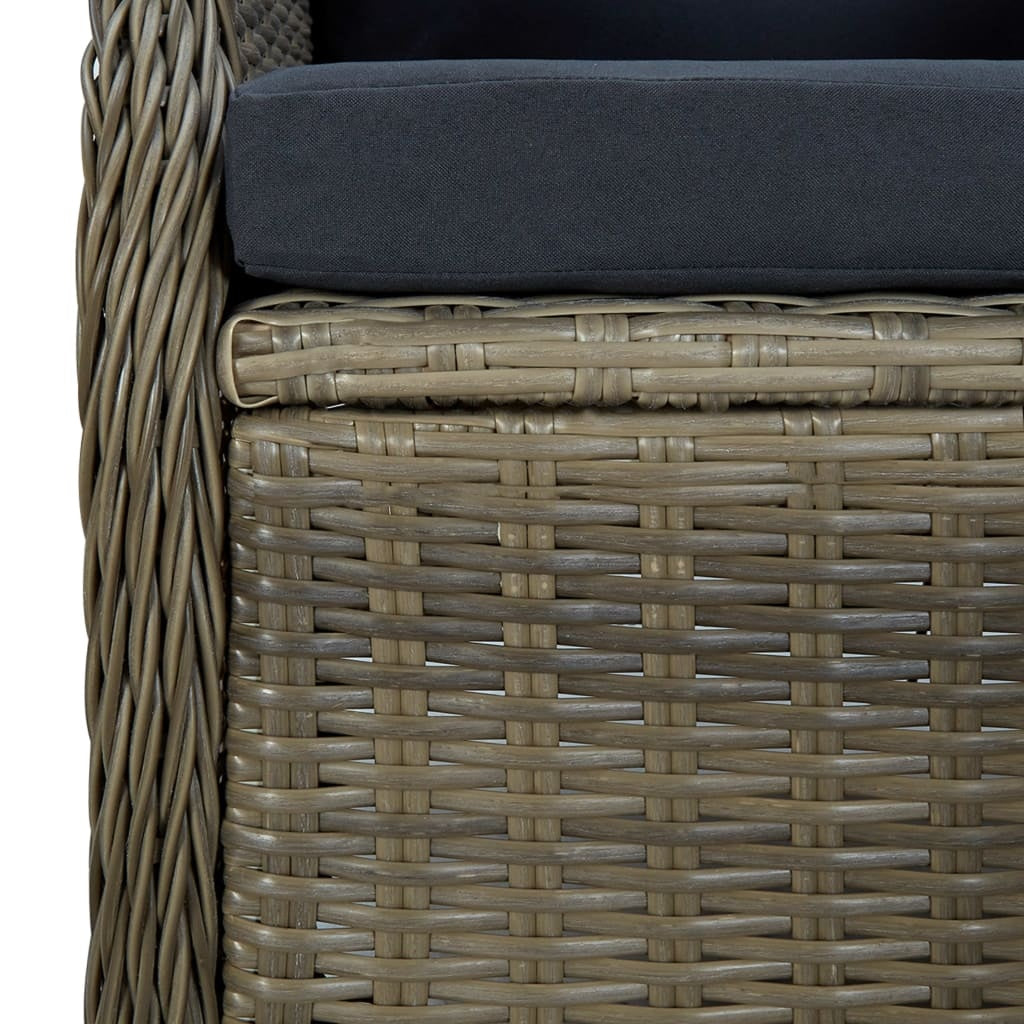 Adjustable Garden Chair with Cushions Poly Rattan Brown
