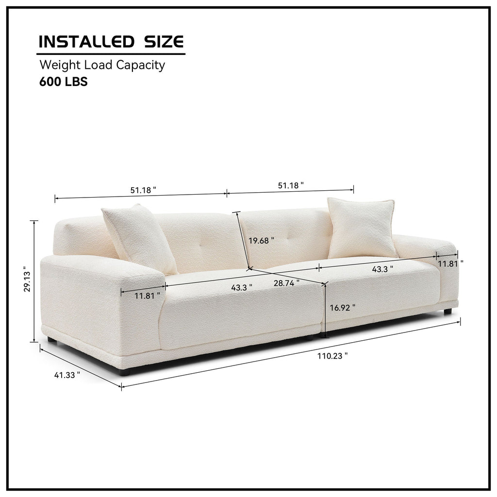 110.23'' Teddy Fleece Couches and Sofas with Extra Deep Seats 2
