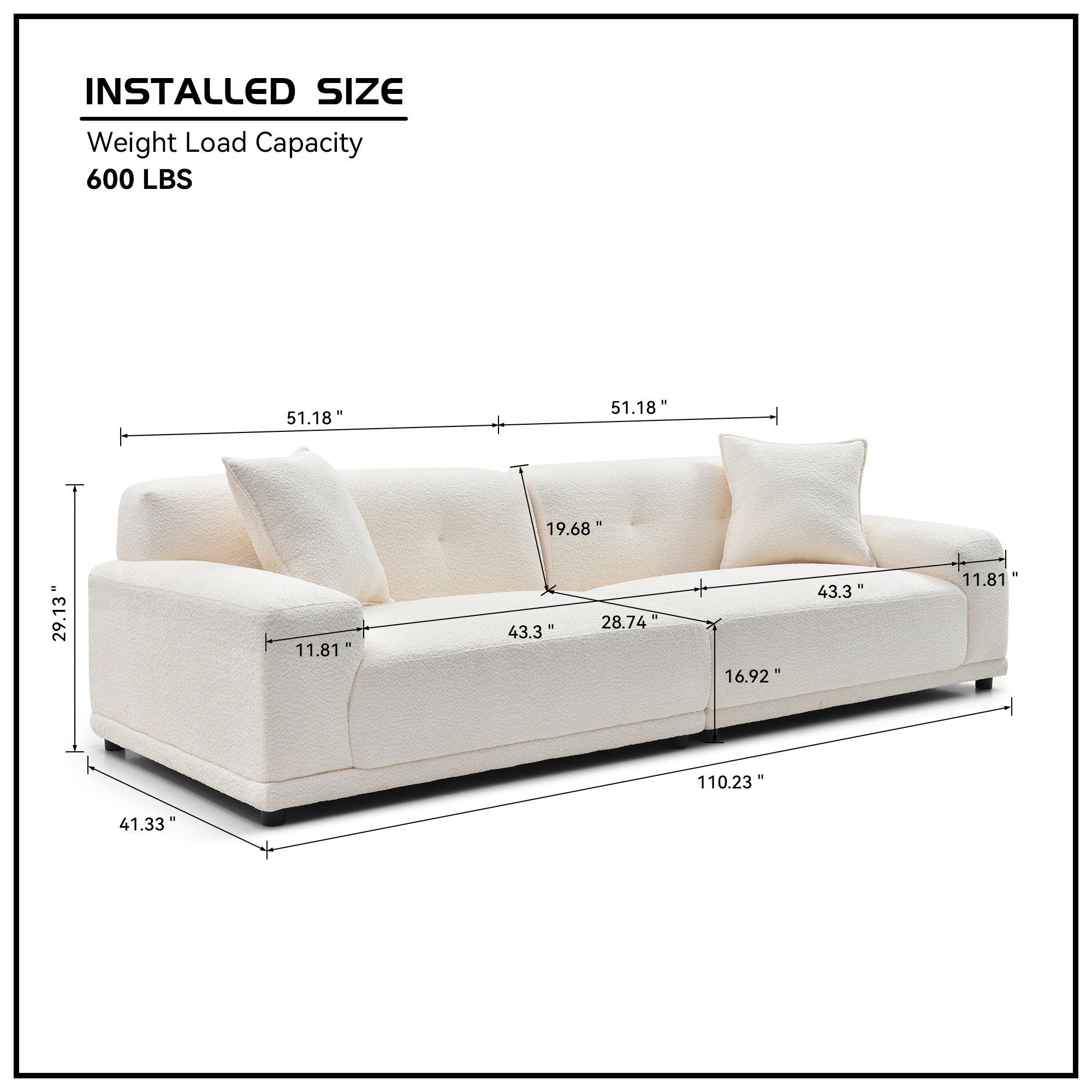 110.23'' Teddy Fleece Couches and Sofas with Extra Deep Seats 2