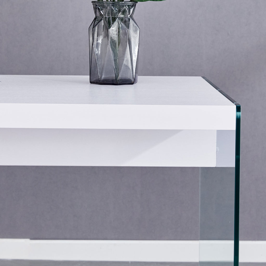 The top of the coffee table is made of MDF and white stickers, and the Sangria Beech