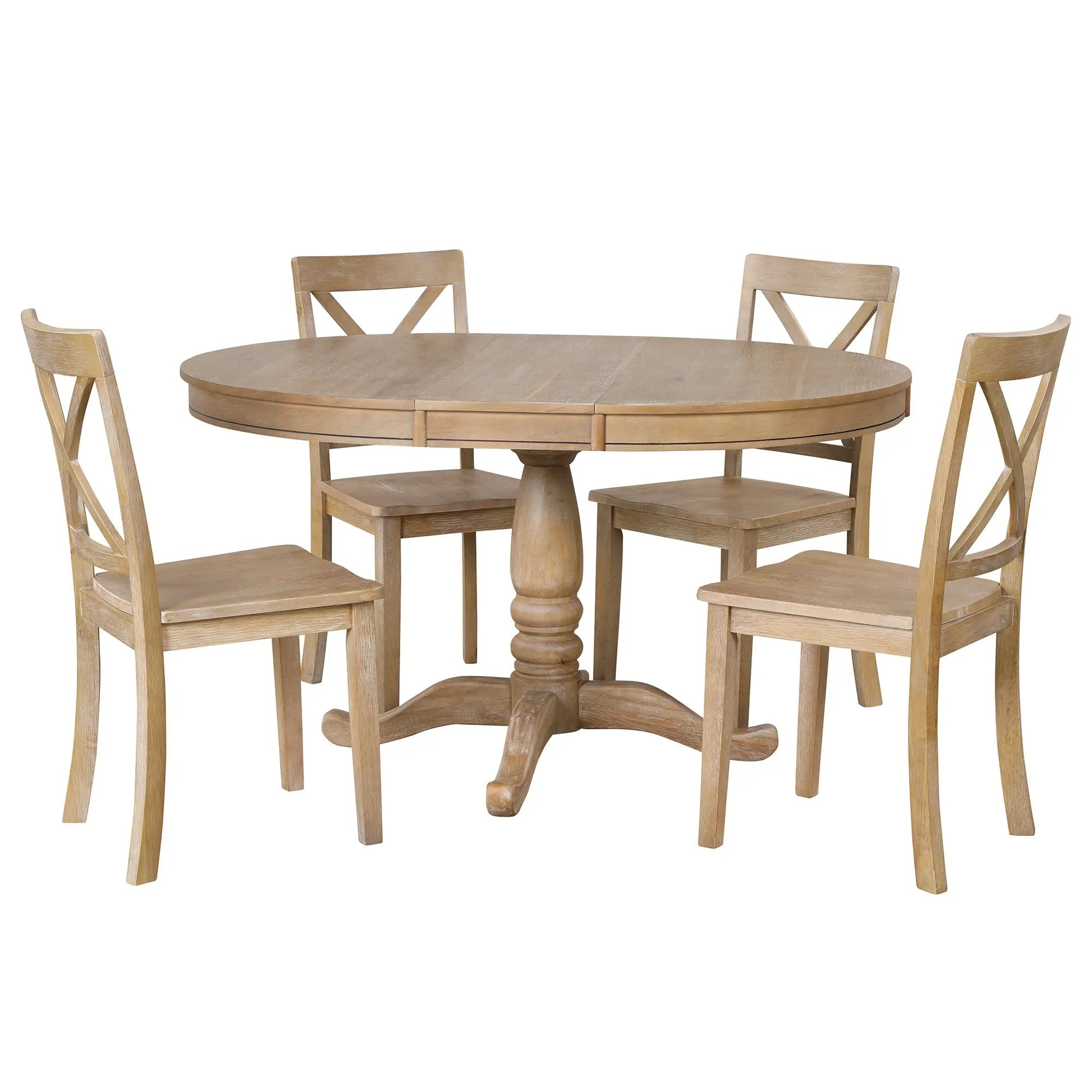 Modern Dining Table Set for 4,Round Table and 4 Kitchen Room Chairs,5 Sangria Beech