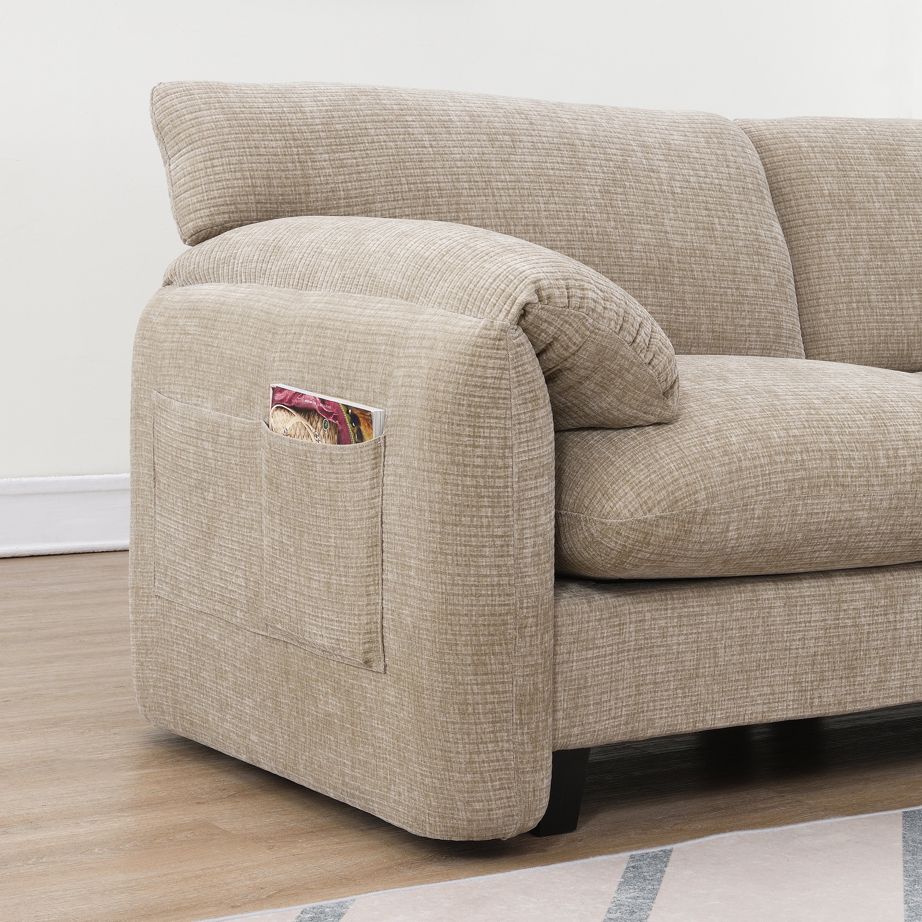 108' Modular Sectional Sofa, L-Shape with 31.5' Extra-Wide Seat