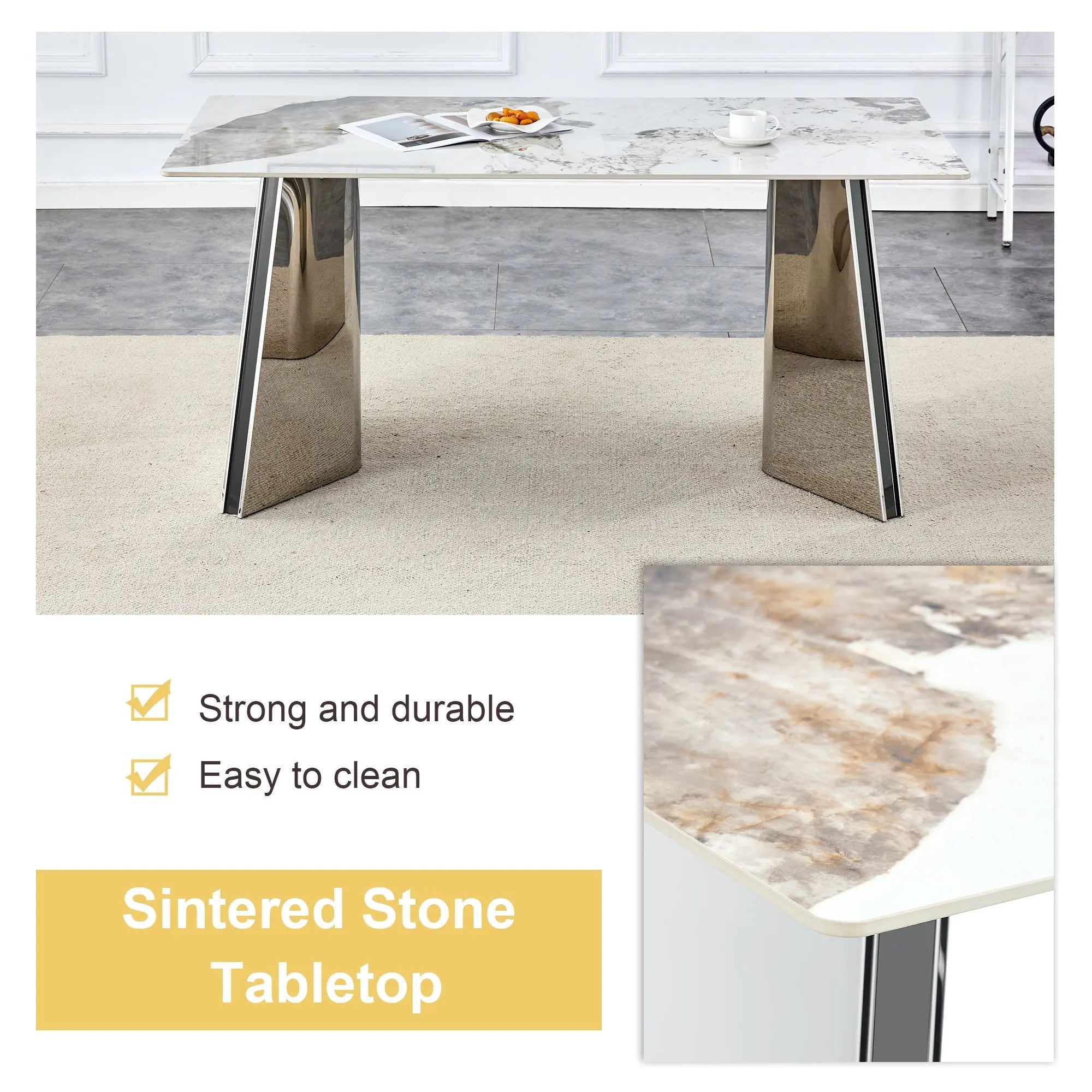 Table and chair set.63'x31.5x30' Luxurious Pandora patterned Sintered Sangria Beech