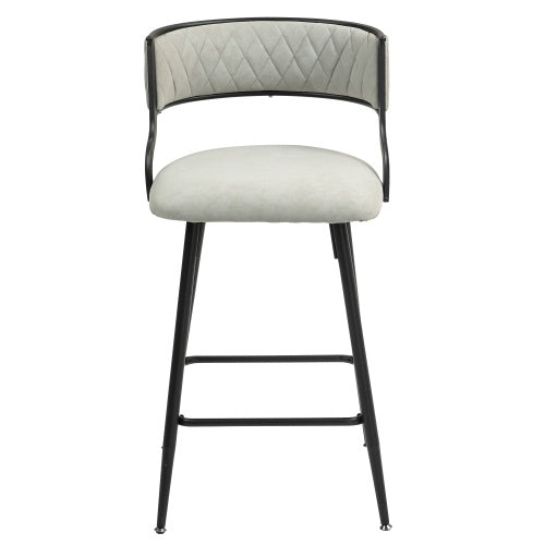 SET OF 2, 26 Counter Height Bar Stools PU Cover Kitchen Island Counter Bar Stool With Black Powder Coating Base And Footrest