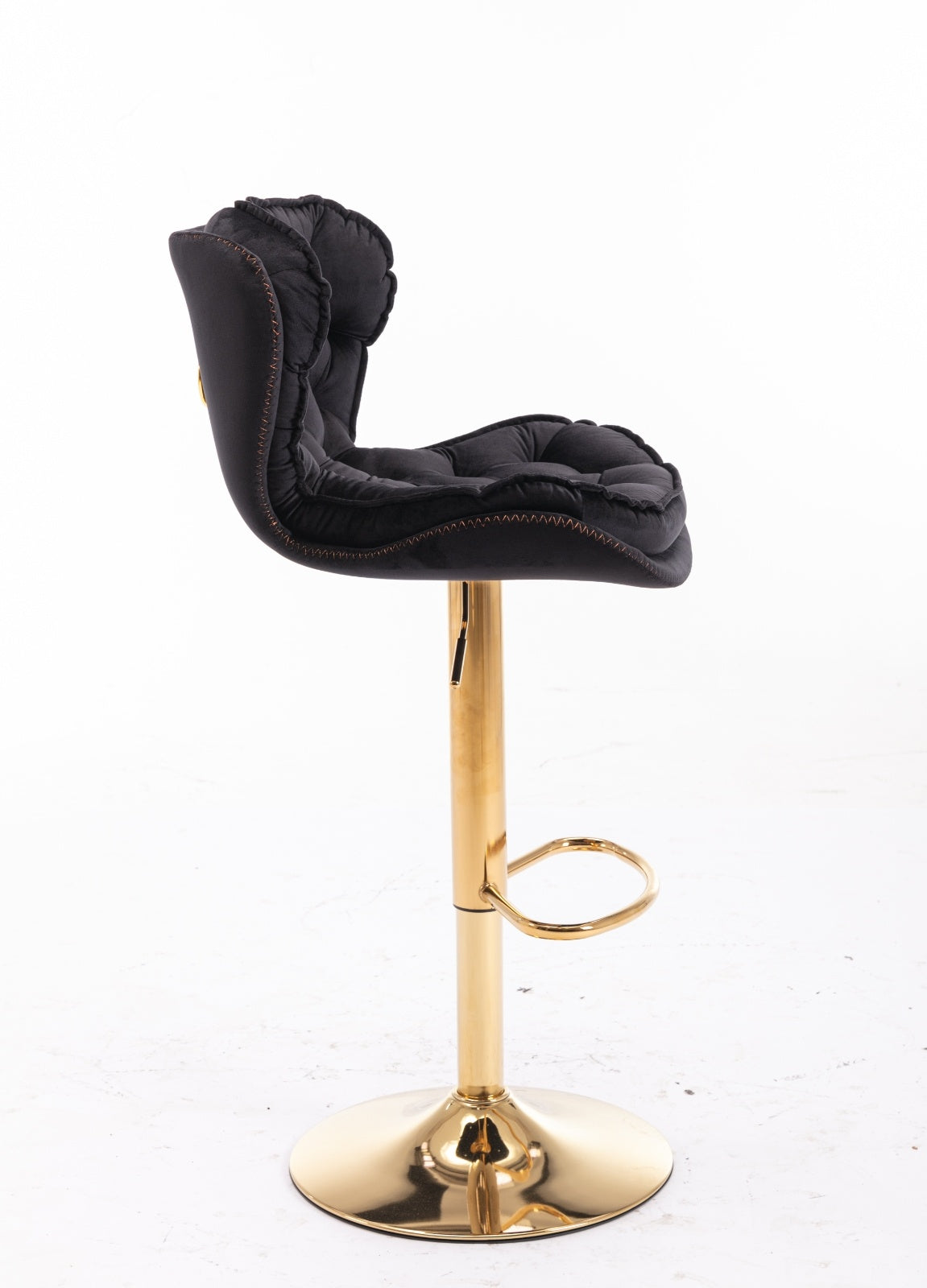 Set Of 2 Bar Stools Chrome Base, Swivel, Adjustable Height, Velvet