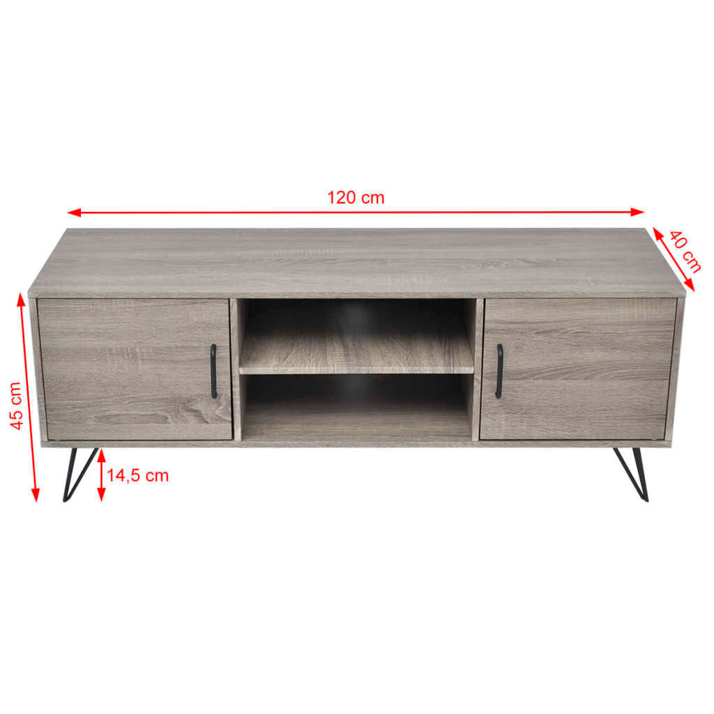 TV Cabinet Gray 120x40x45 cm Grey
