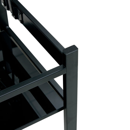 Glass Lift Top Coffee Table, Modern Simple 2-Layer Tempered Glass Coffee Table For Living Room, Black CJDropshipping