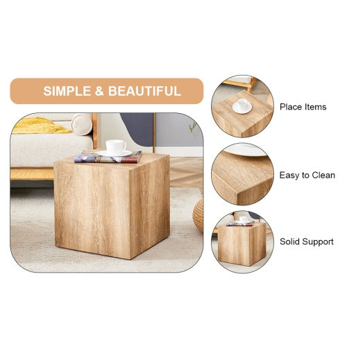 Elevate Your Living Space With This Square Modern MDF Coffee Table That Showcases Smooth, Light Wood Color Texture Patterns. It Is Characterized By Stylish Design.15.7x15.7x15.7 CJDropshipping