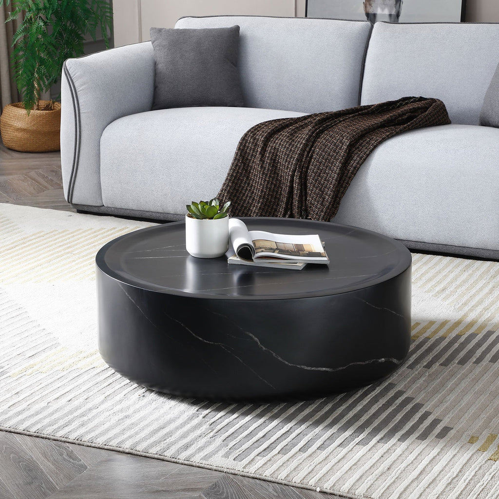 31.49'' Round coffee table,Sturdy Fiberglass table for Living Room, No