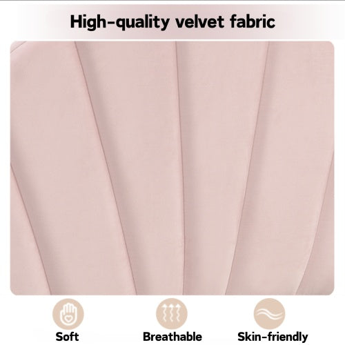 Velvet Upholstered Bed,King Size Bed-5ft 150x200cm  Shell-like Bed With Golden Iron Legs, Height-adjustable Headboard, Wooden Slatted Frame