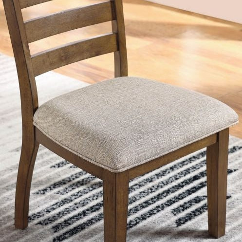 Transitional Set Of 2pc Side Chairs Walnut Light Gray Ladder Back Chairs Solid Wood Polyester Fabric Upholstered Padded Seat Dining Room Furniture CJDropshipping