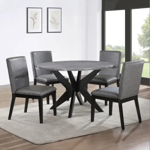 Amy - 5 Piece Dining Set Gray CJDropshipping