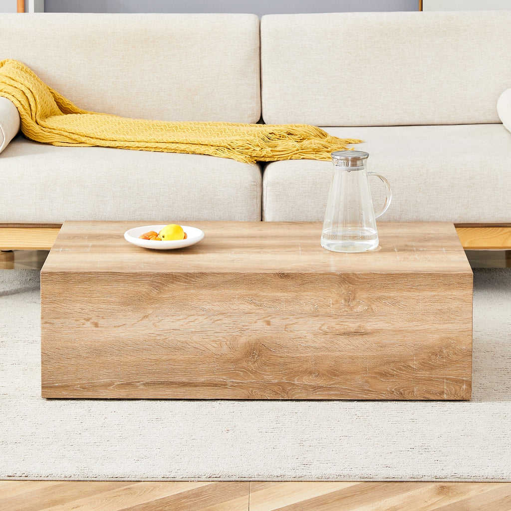Modern Coffee Table with Smooth Light Wood Texture Patterns, MDF Sangria Beech