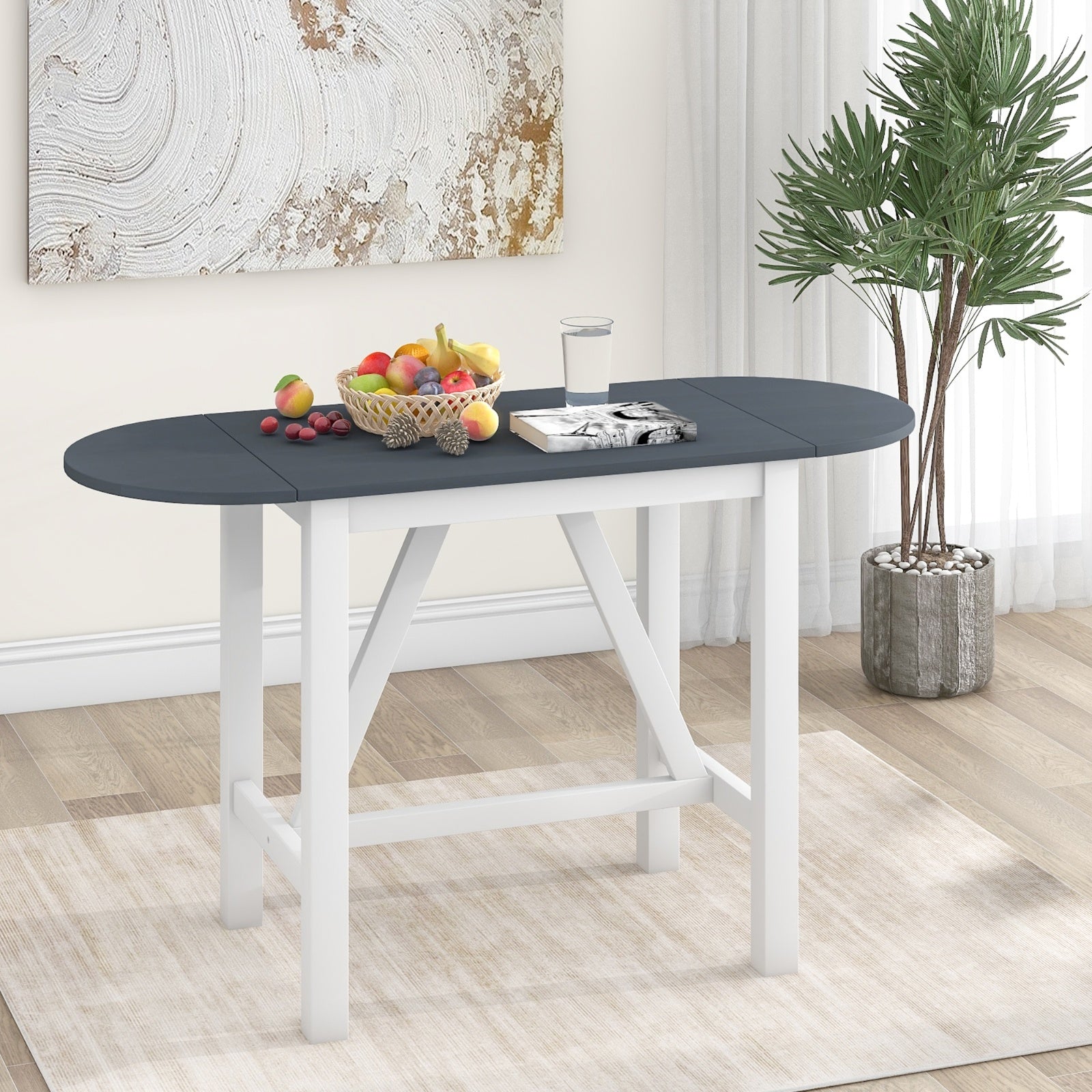 TOPMAX 3-Piece Wood Counter Height Dining Set With 2 Upholstered Chairs