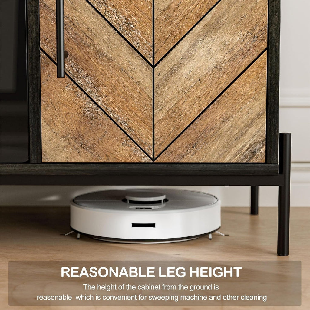 68" TV Stand with 36" Electric Fireplace Heater, Entertainment Center Peach Maple