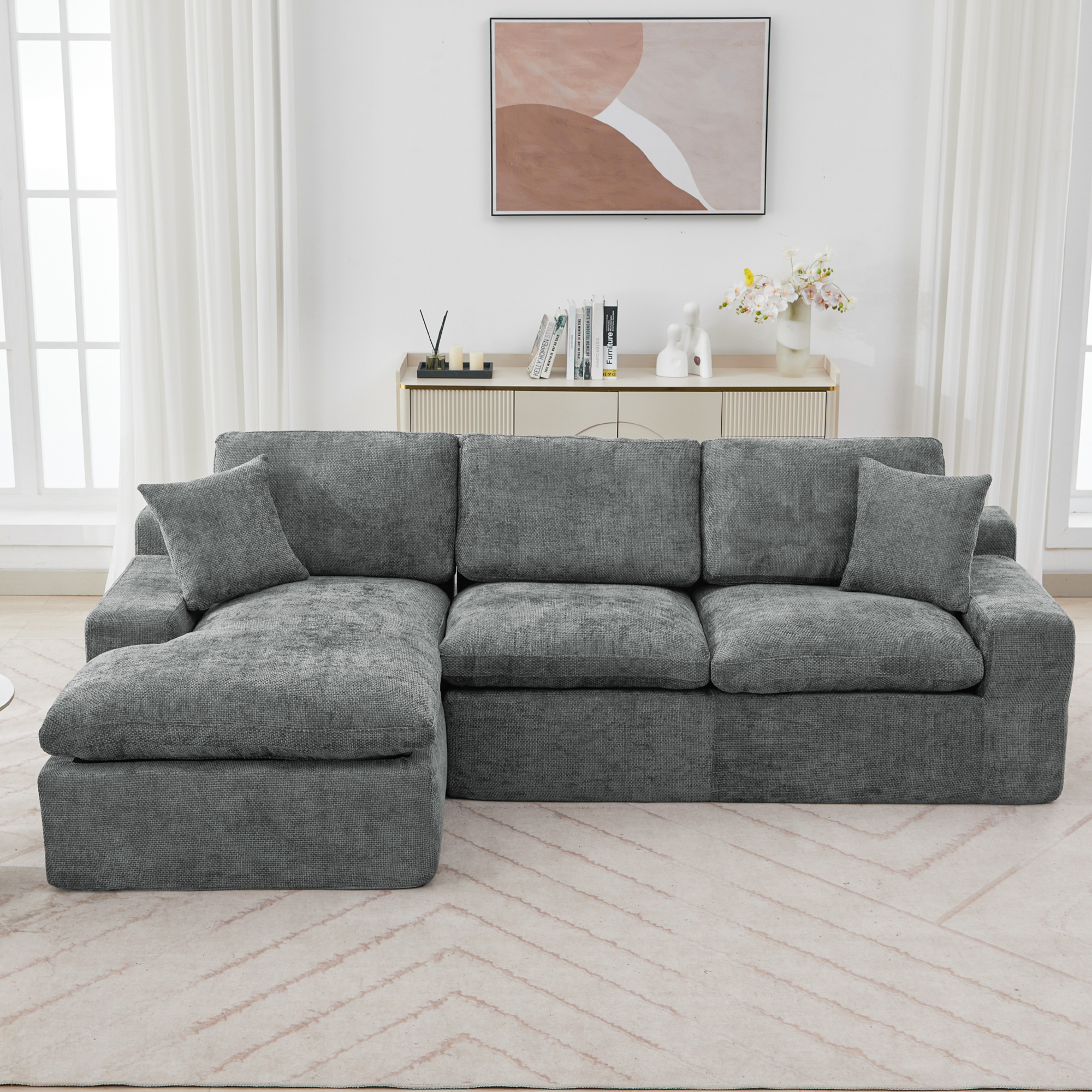 Cloud Sectional Sofa 107.9' Upholstered Sofa Couch with Double-layer