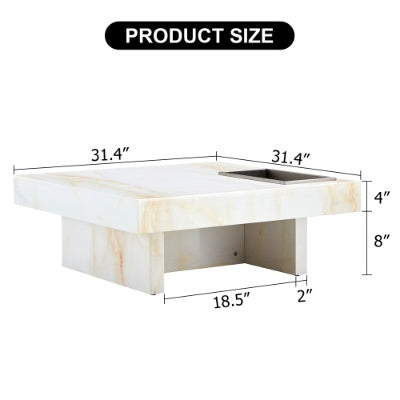 A Modern And Practical Coffee Table With Imitation Marble Patterns, Made Of MDF Material. The Fusion Of Elegance And Natural Fashion 31.4X 31.4X12 CJDropshipping