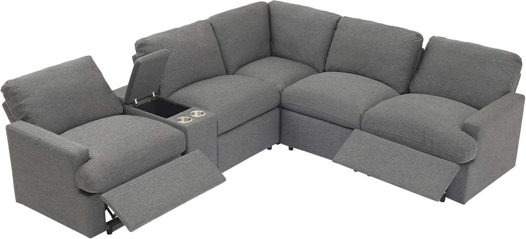 Modern Power Reclining Sectional Sofa with USB & Power Peach Maple