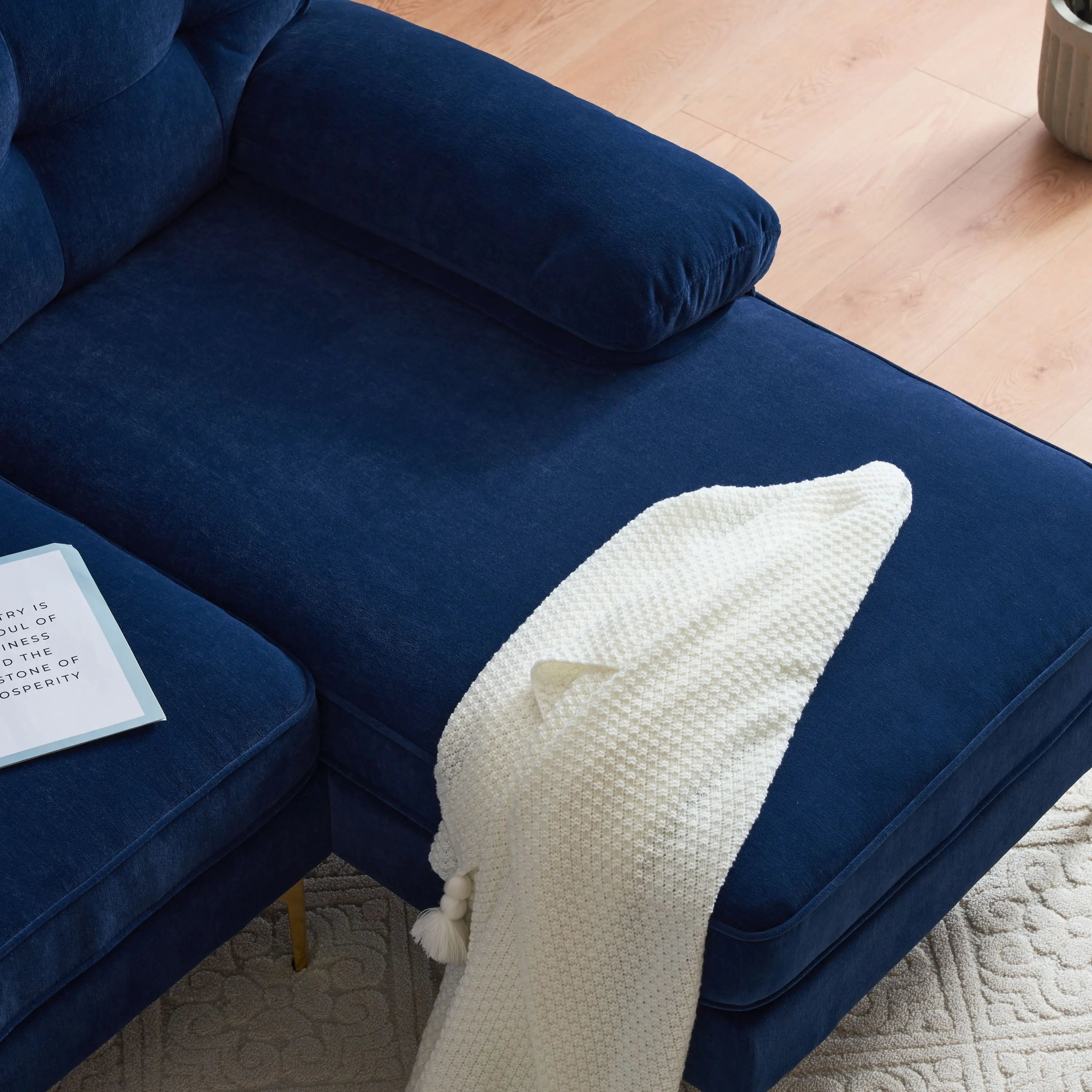 82.6' Modern Sectional Sofas Couches Velvet L Shaped Couches for Sangria Beech