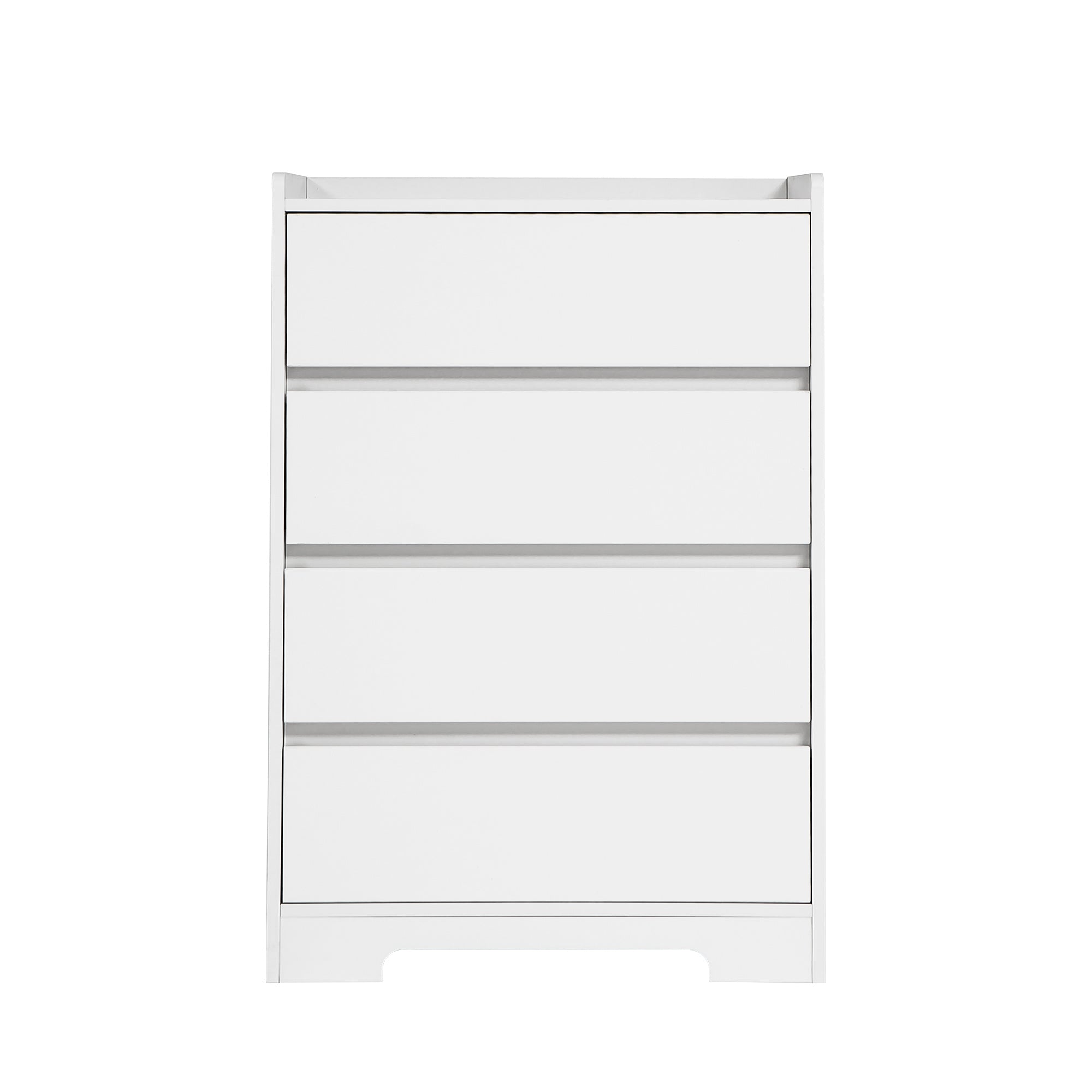 4 Drawer Dresser, Chest Of Drawers Without Handle, White Dresser For Bedroom Waterproof, Modern Wooden Cabinet With Sturdy Frame For Living Room, Entryway, Bedroom, Hallway, Office