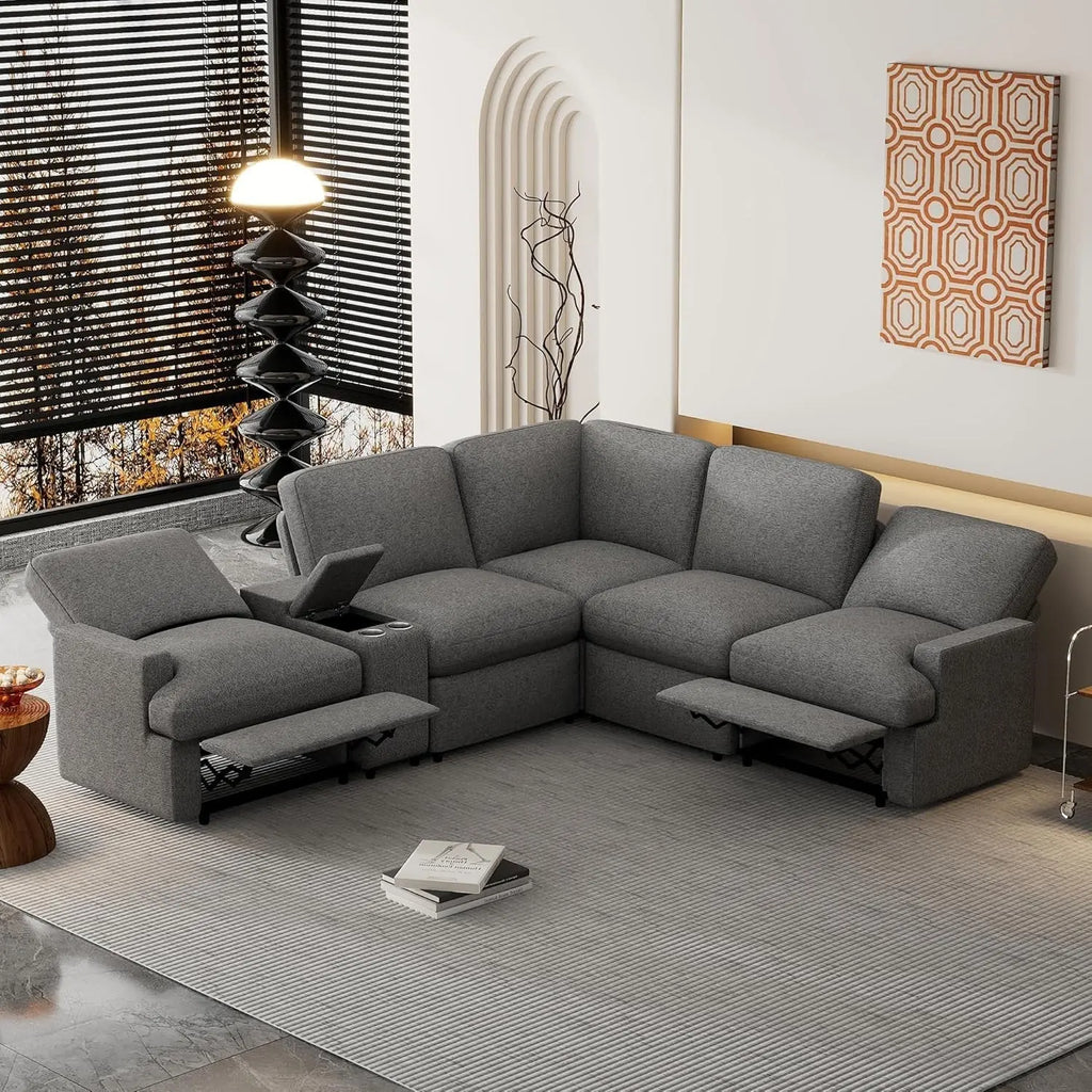 Modern Power Reclining Sectional Sofa with USB & Power Peach Maple