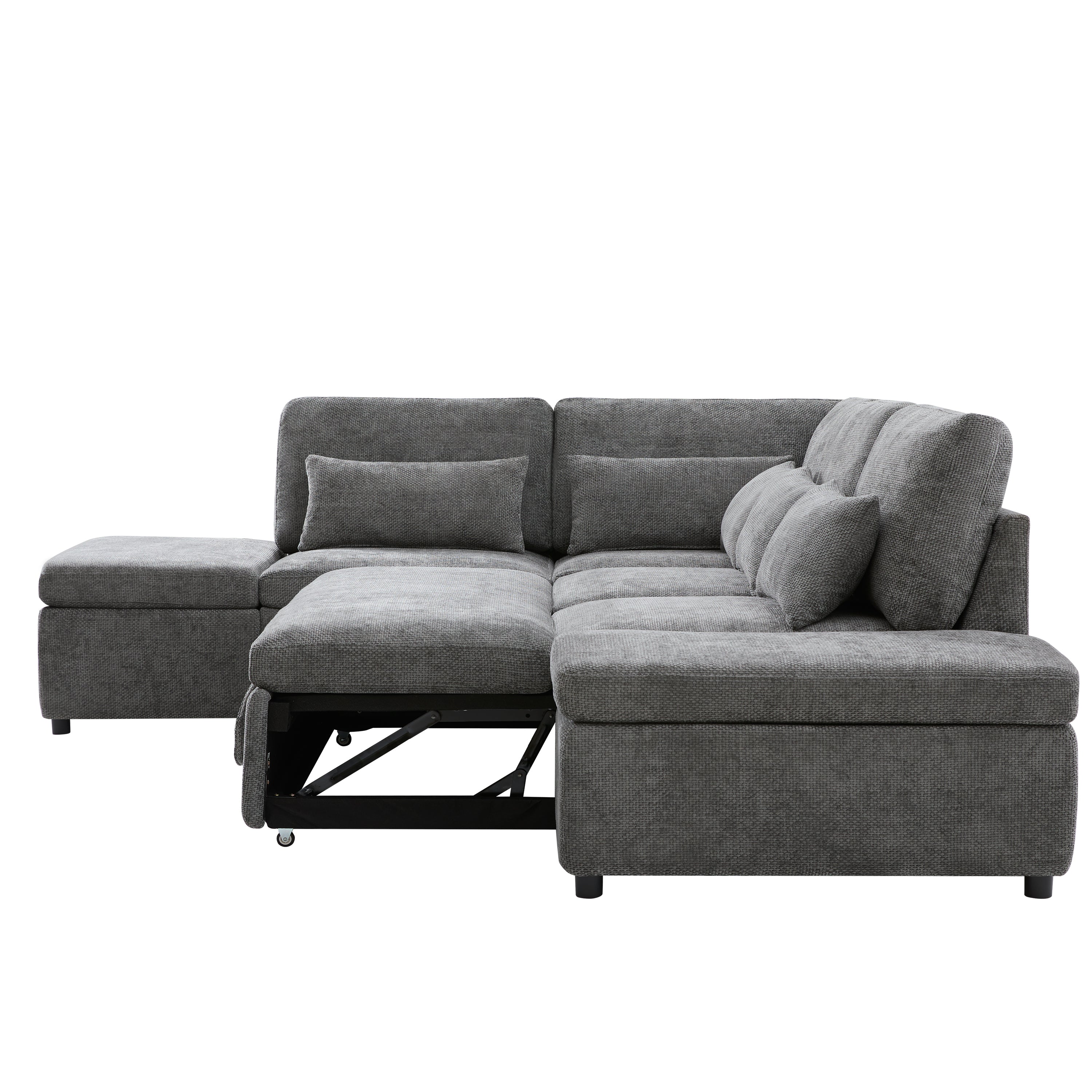 107'' Modular Sectional Pull-out Sofa, L shape with Wide Seats, Free