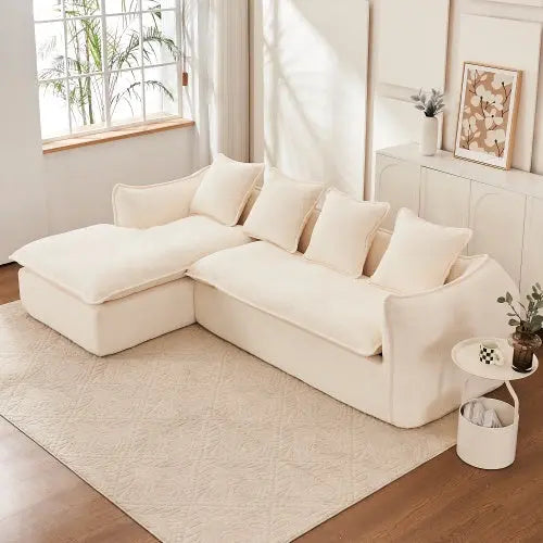 LuneluX_Home – Oversized 3-Seater L-Shape Sofa with Chaise Carmine Juneberry
