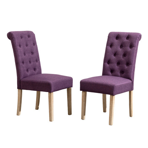 Habit Solid Wood Tufted Parsons Dining Chair, Set Of 2, Purple