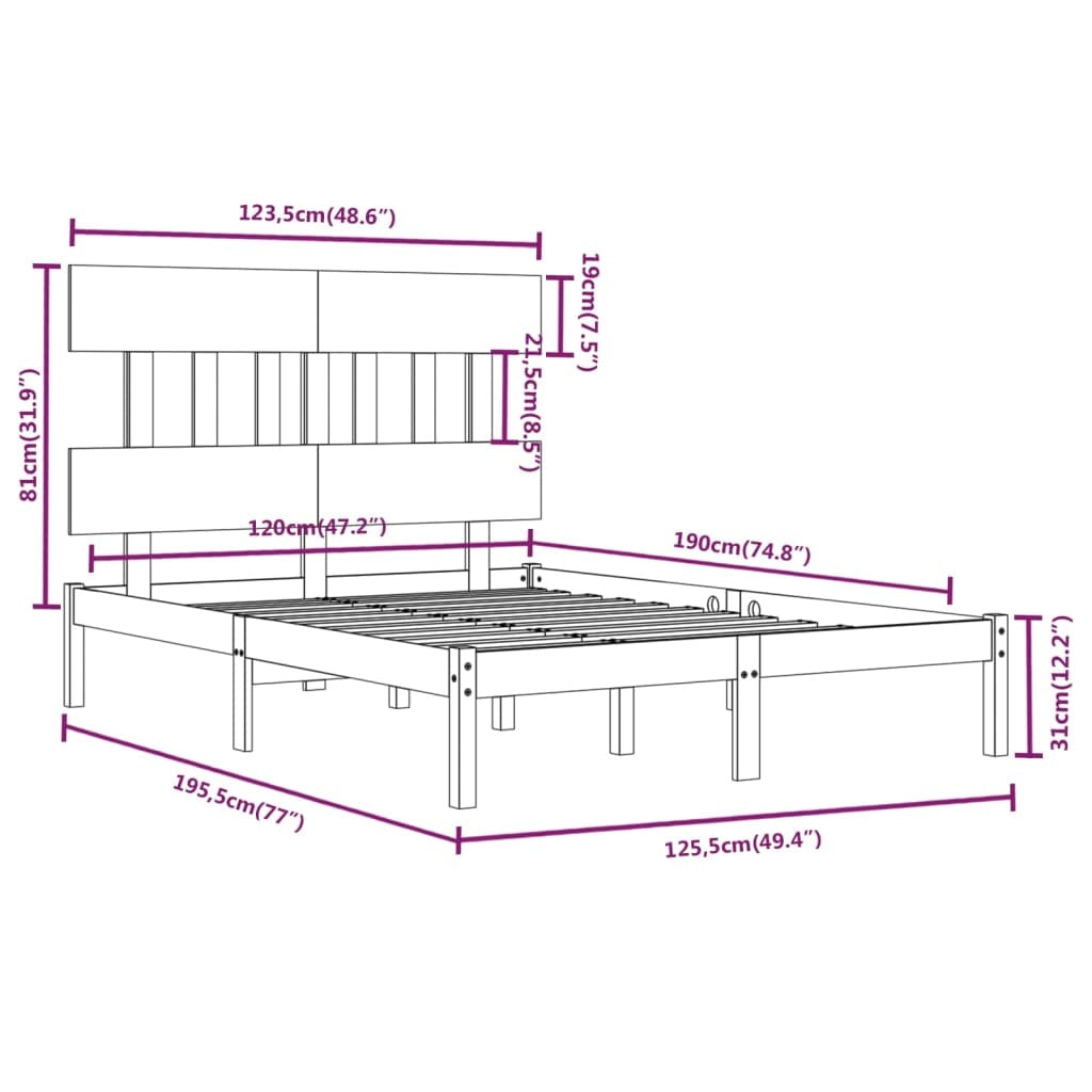 solid wood bed 120x190 cm