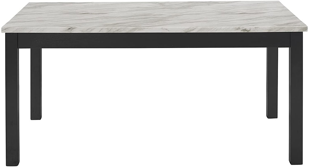6-Person Dining Table with Faux Marble Top, Black Base