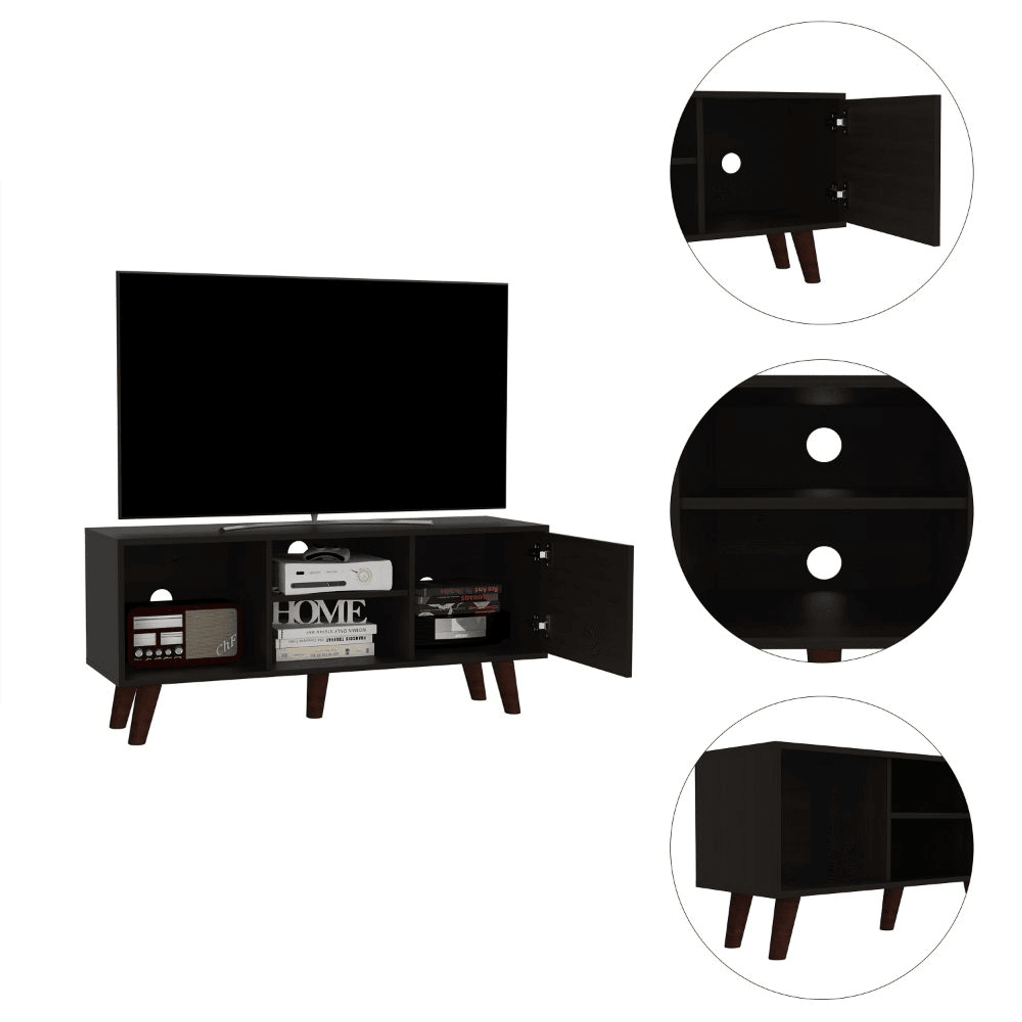 Ontario Engineered Wood Tv Stand With Ample Storage White Diomedes