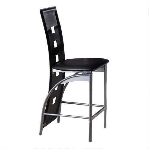 Set Of 2pc Modern Style Counter Height Chairs Metal Base And Leather Upholstered Back CJDropshipping