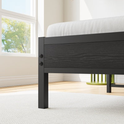 Twin Size Bed Frame, Storage Headboard With Charging Station, Solid And Stable, No Box Spring Needed, Easy Assembly