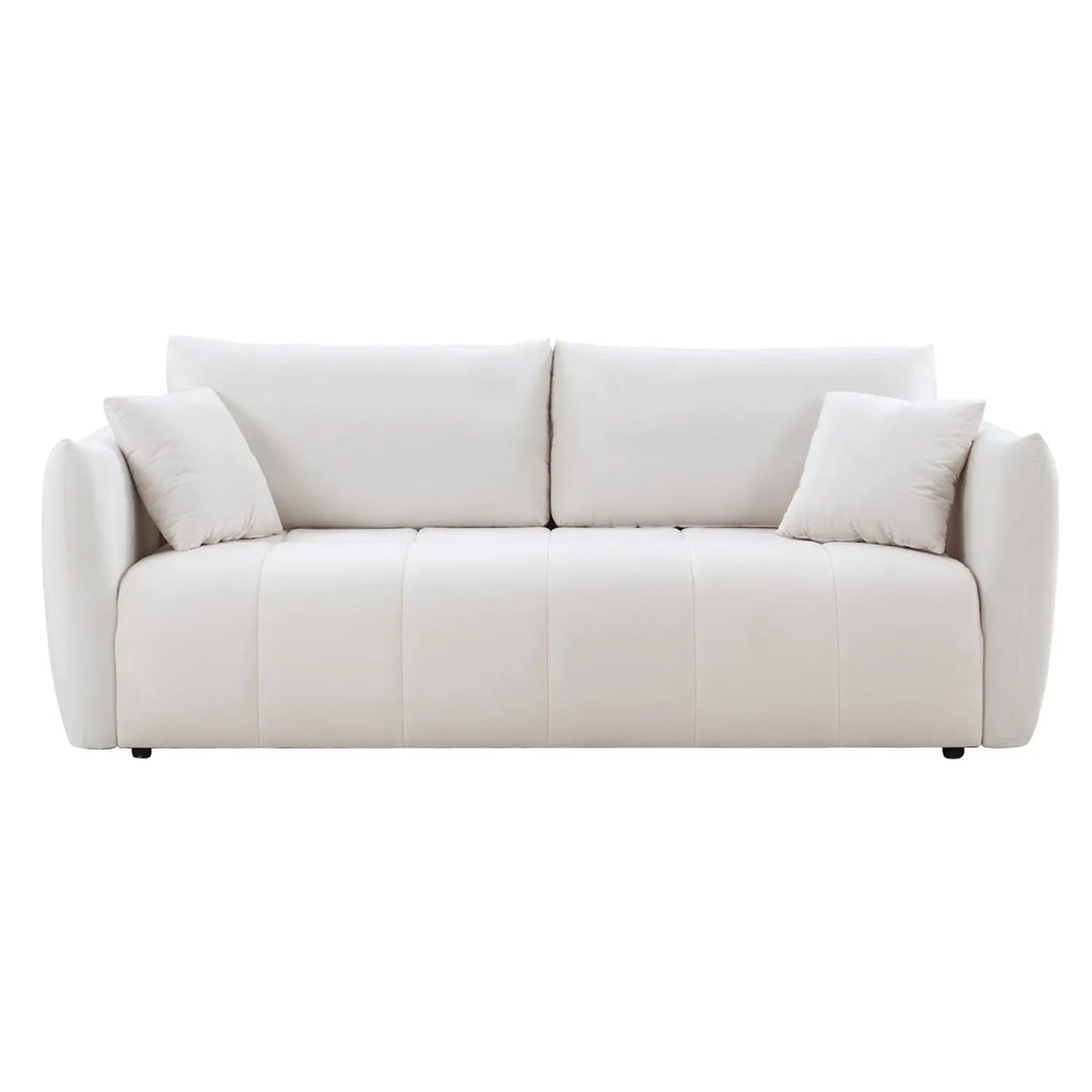 85'' Modern Fabric Sectional Couch Sofa 3 Seater Sofa with 3 Pillows Olive Phaedra