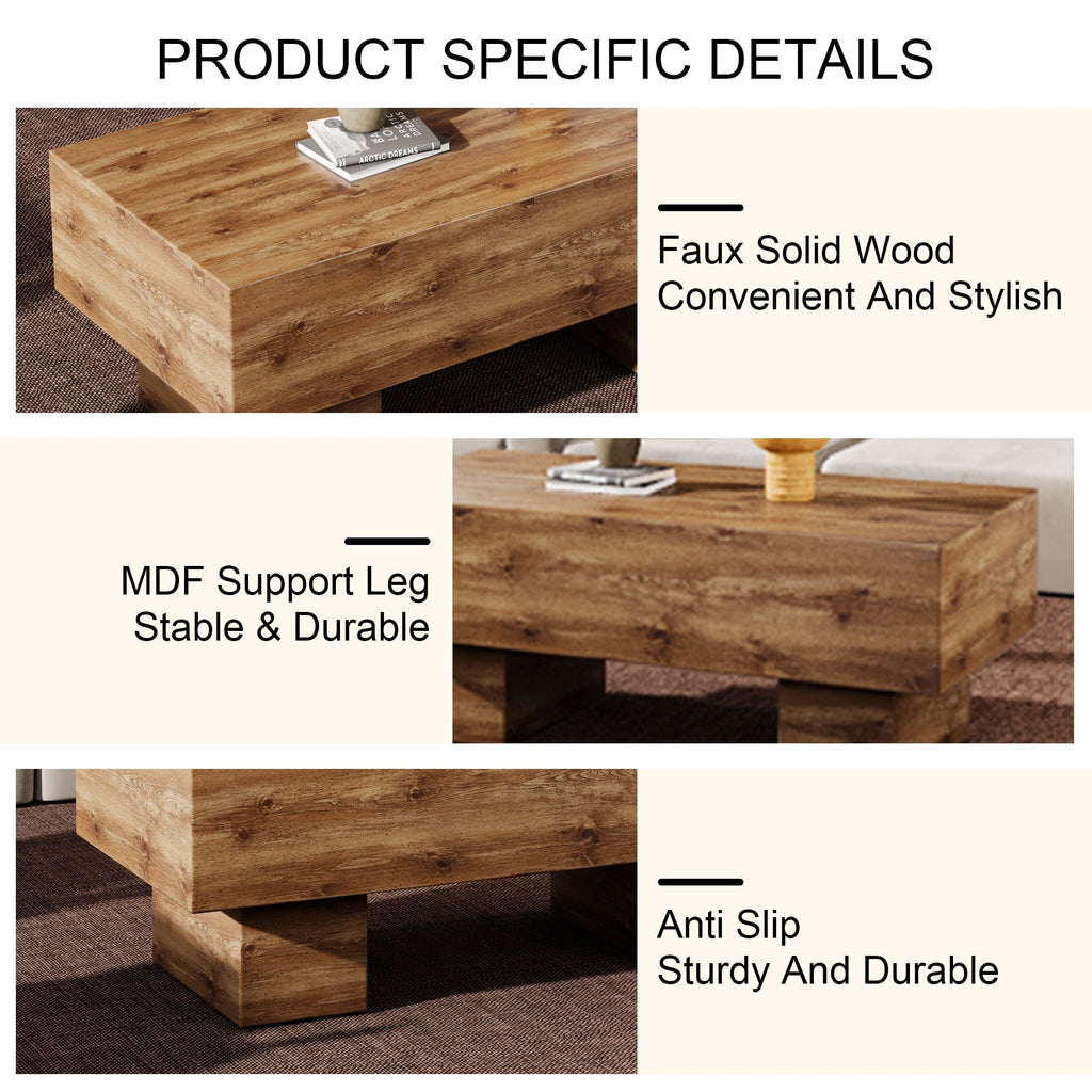 This modern rectangular coffee table features a stylish wood color, Sangria Beech