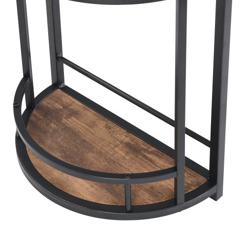 Industrial Bar Table Set With 2 Chairs, Counter Height Kitchen Dining Table, Wine Rack, And Side Storage, Rustic Brown