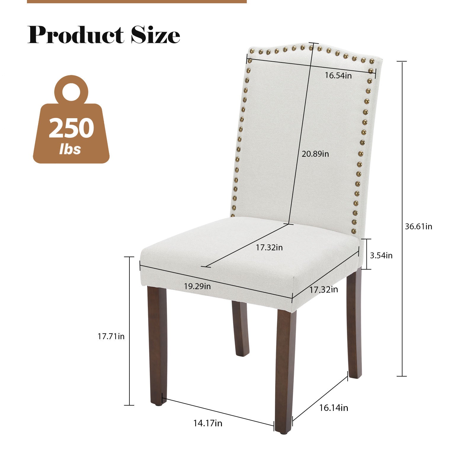 Modern Armless Dining Chairs With Upholstered Fabric,Nailhead Trim And Wood Legs CJDropshipping