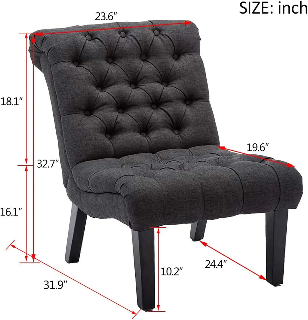 Gray Armless Accent Chair with Wood Legs Peach Maple