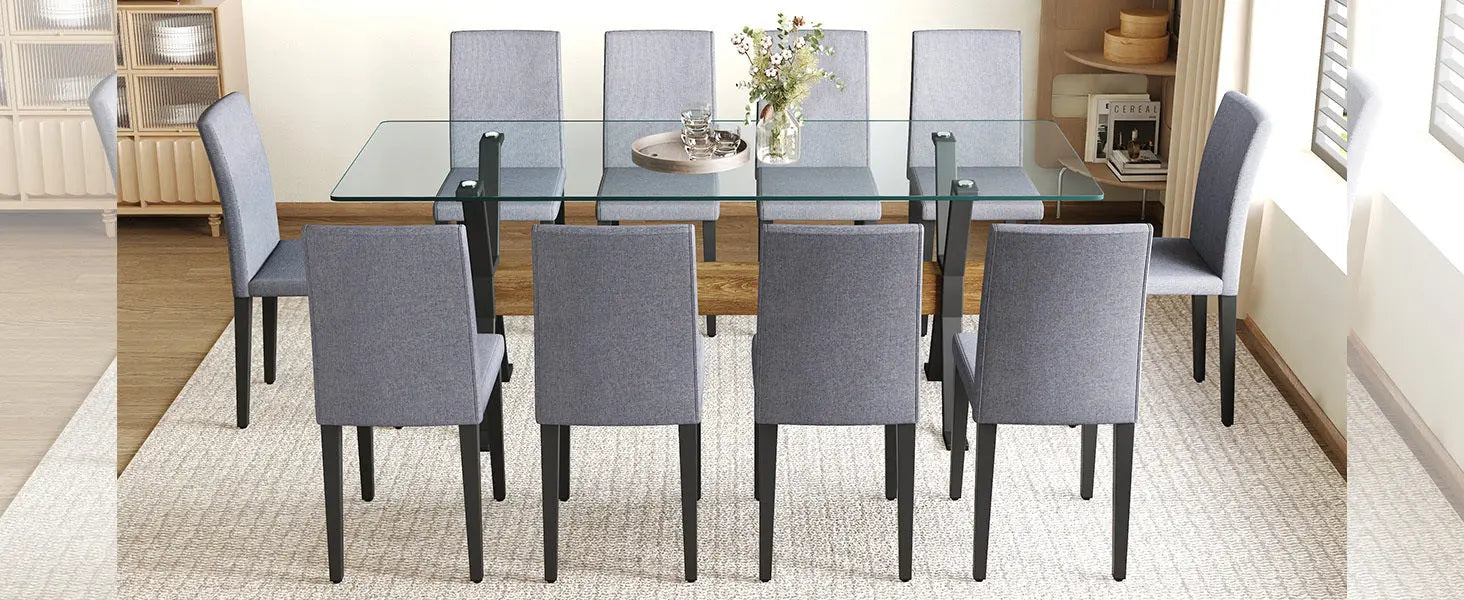 Table and chair set.79'x31.5' Inch Tempered Glass Tabletop With Sangria Beech
