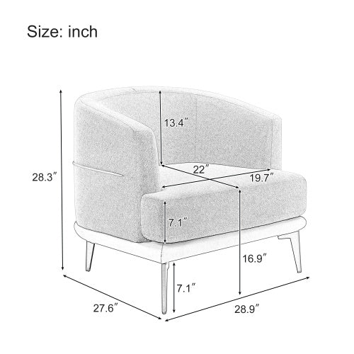 Modern Two-tone Barrel Fabric Chair, Upholstered Round Armchair For Living Room Bedroom Reading Room, Mustard Green