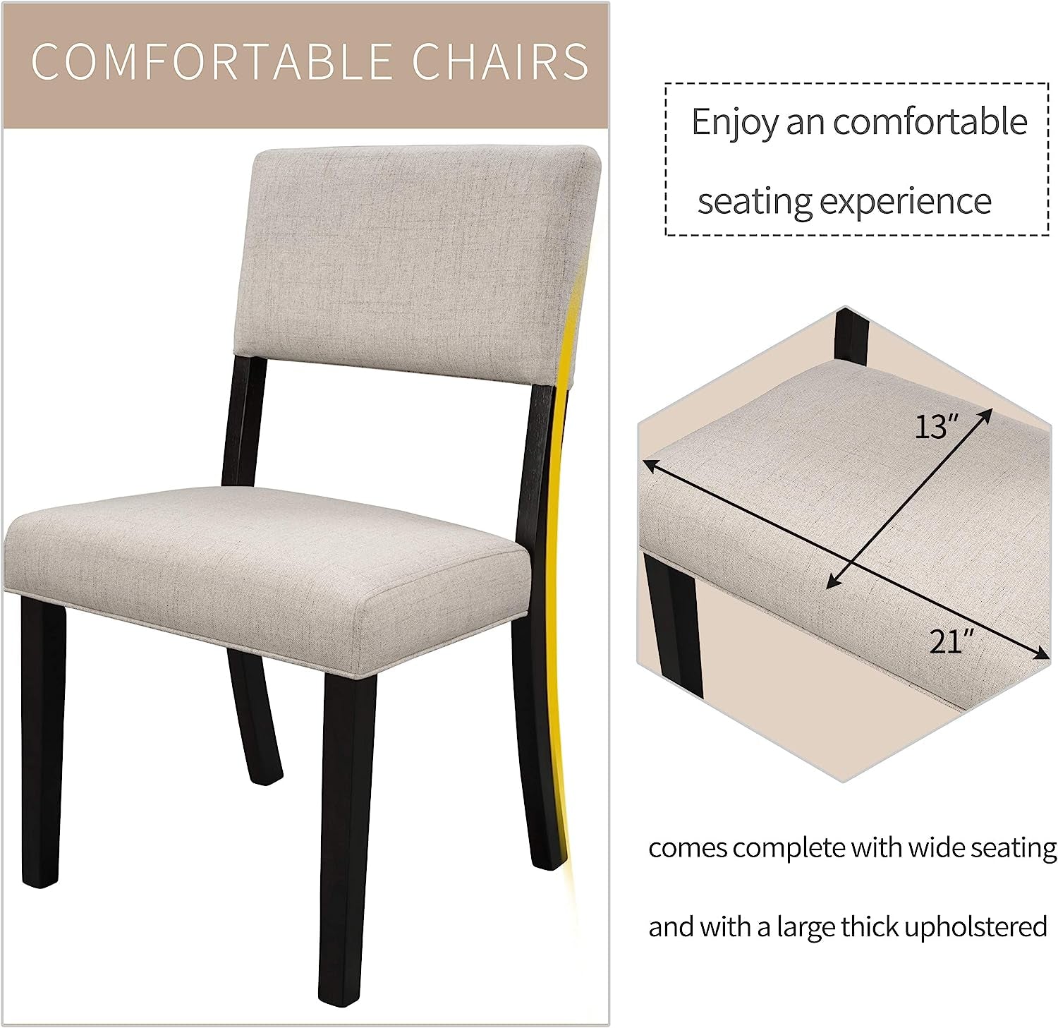 5-Piece Dining Set, round Bottom Shelf, 4 Upholstered Chairs