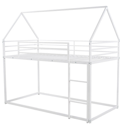 Twin Over Twin House Bunk Bed With Built-in Ladder