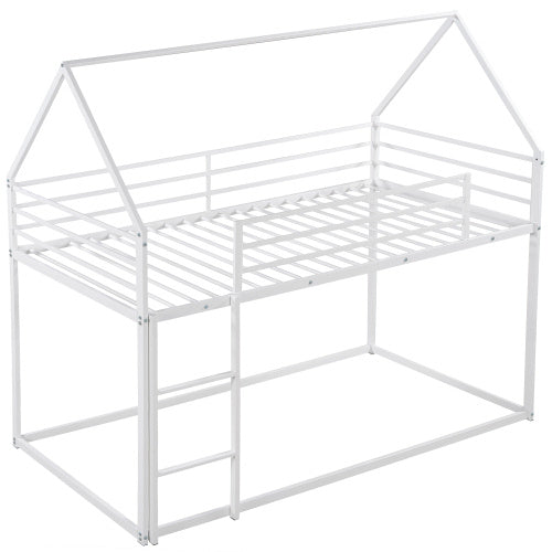 Twin Over Twin House Bunk Bed With Built-in Ladder