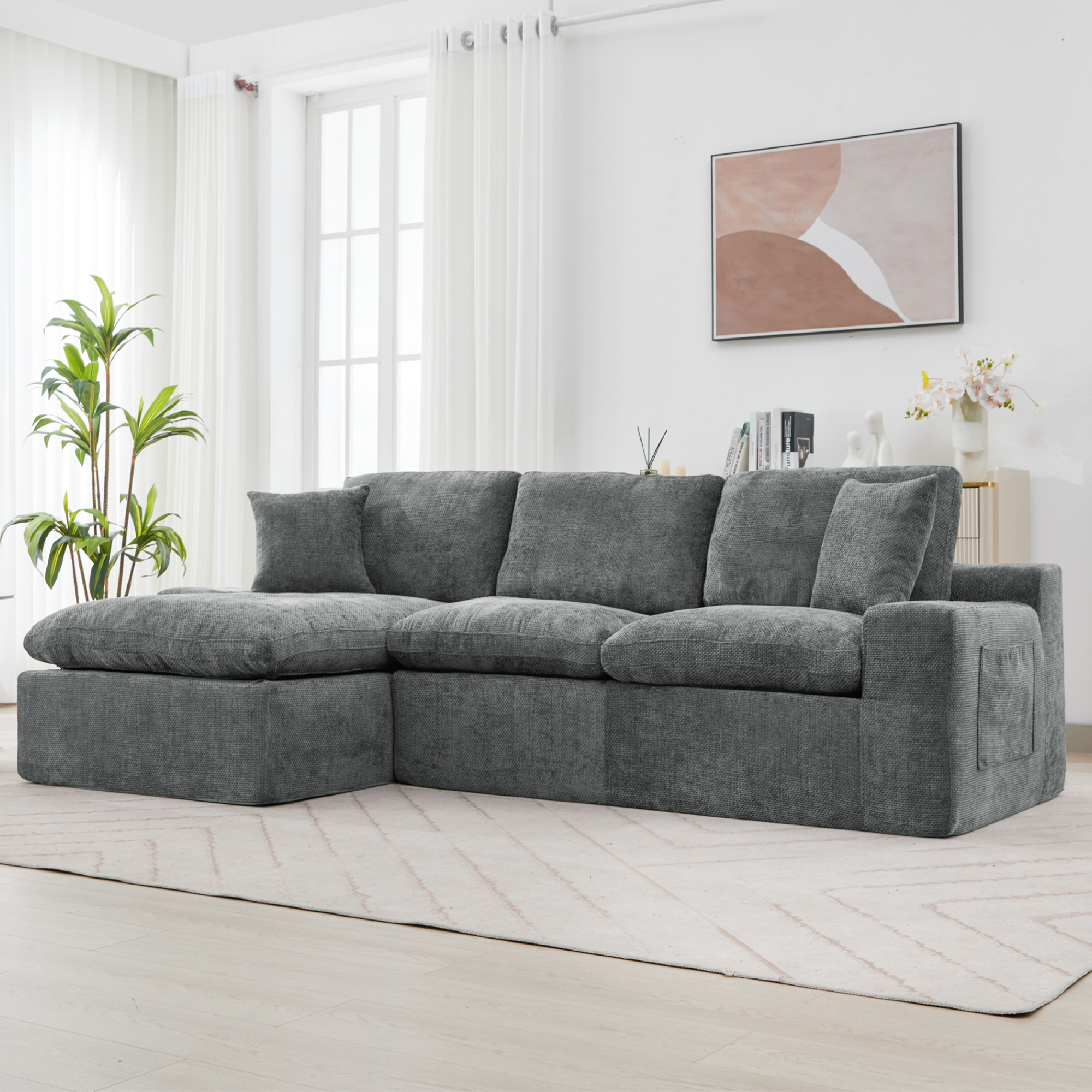 Cloud Sectional Sofa 107.9' Upholstered Sofa Couch with Double-layer